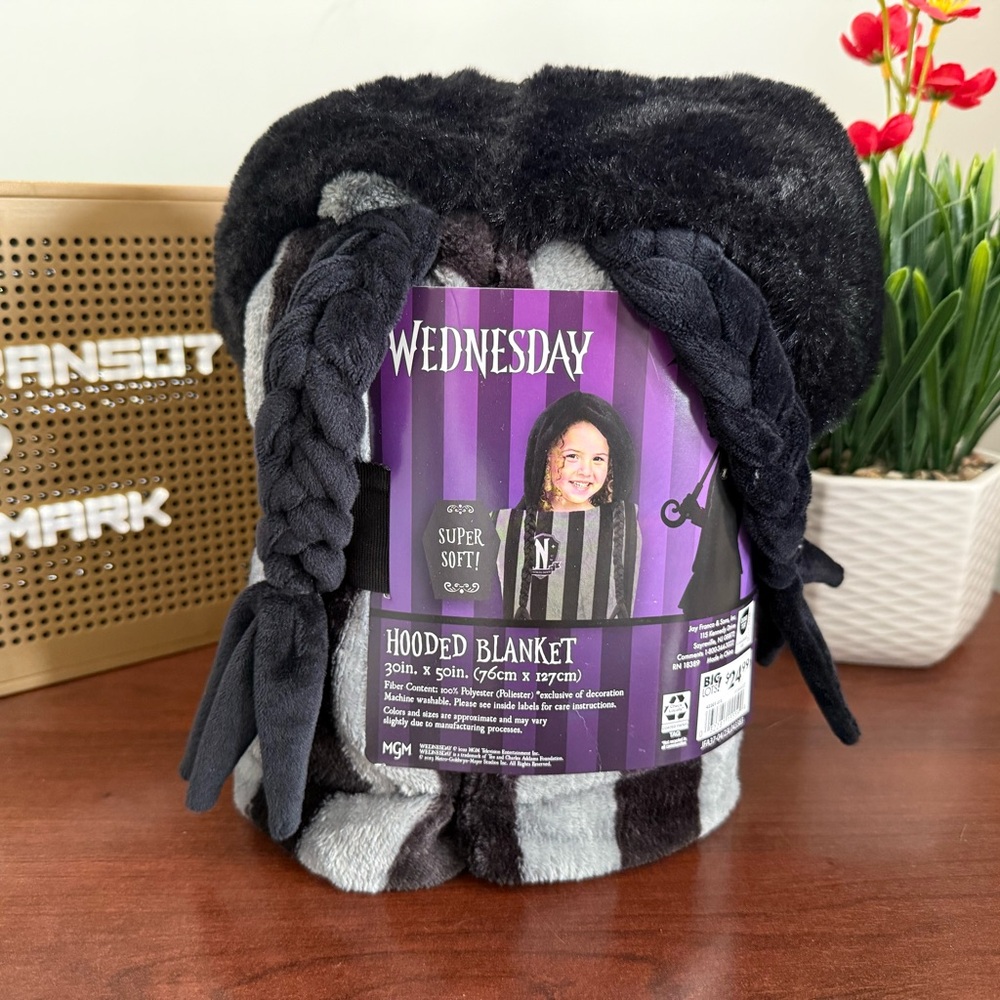 New Wednesday Black Stripe Hooded Blanket